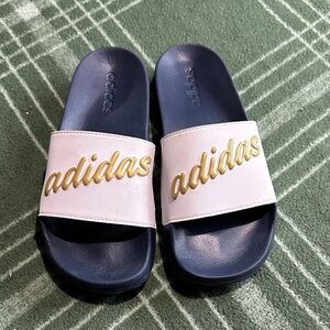 Adidas Men’s size 9  Slides Sandals - Blue and Gold